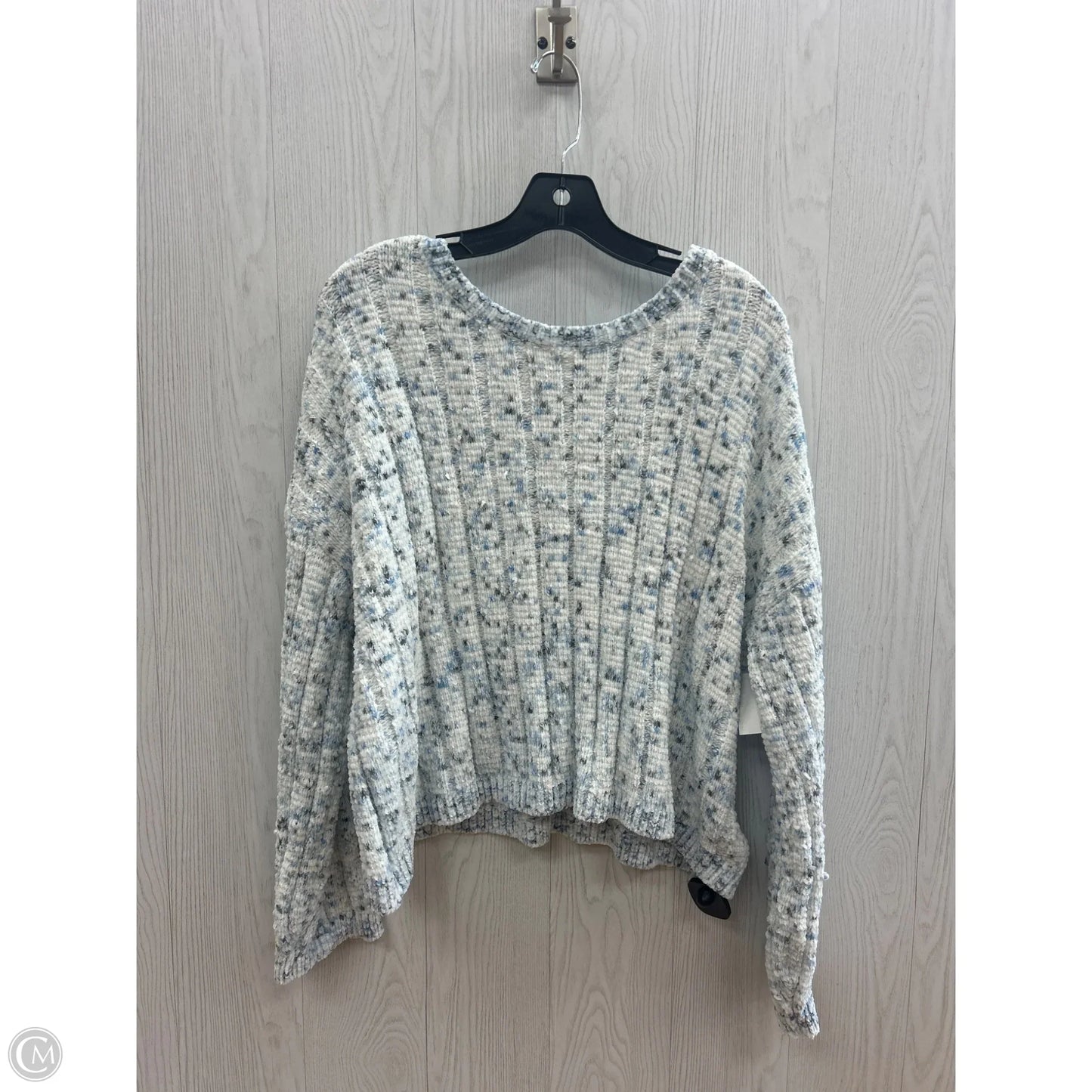 Sweater By Francesca's In Blue & White, Size: L