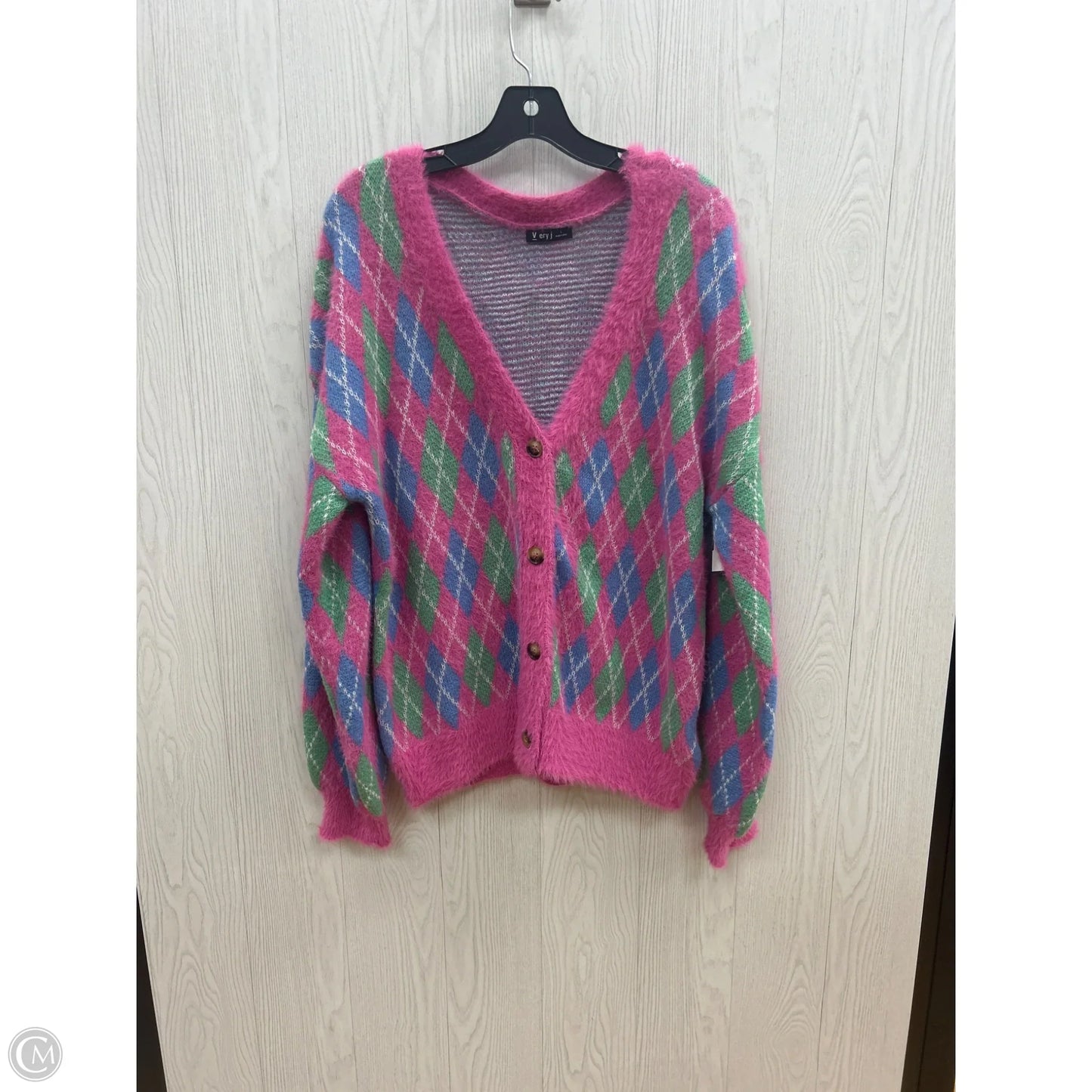 Sweater Cardigan By Very J In Pink, Size: L