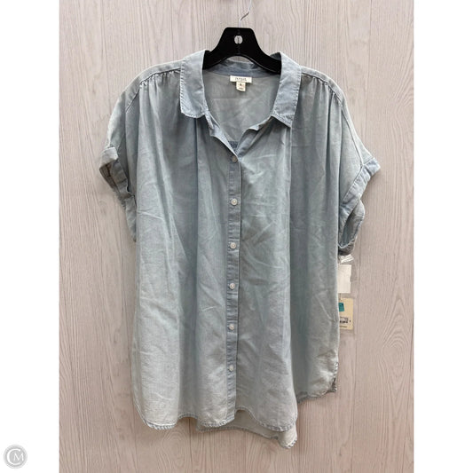 Top Short Sleeve By Ana In Blue Denim, Size: Xl