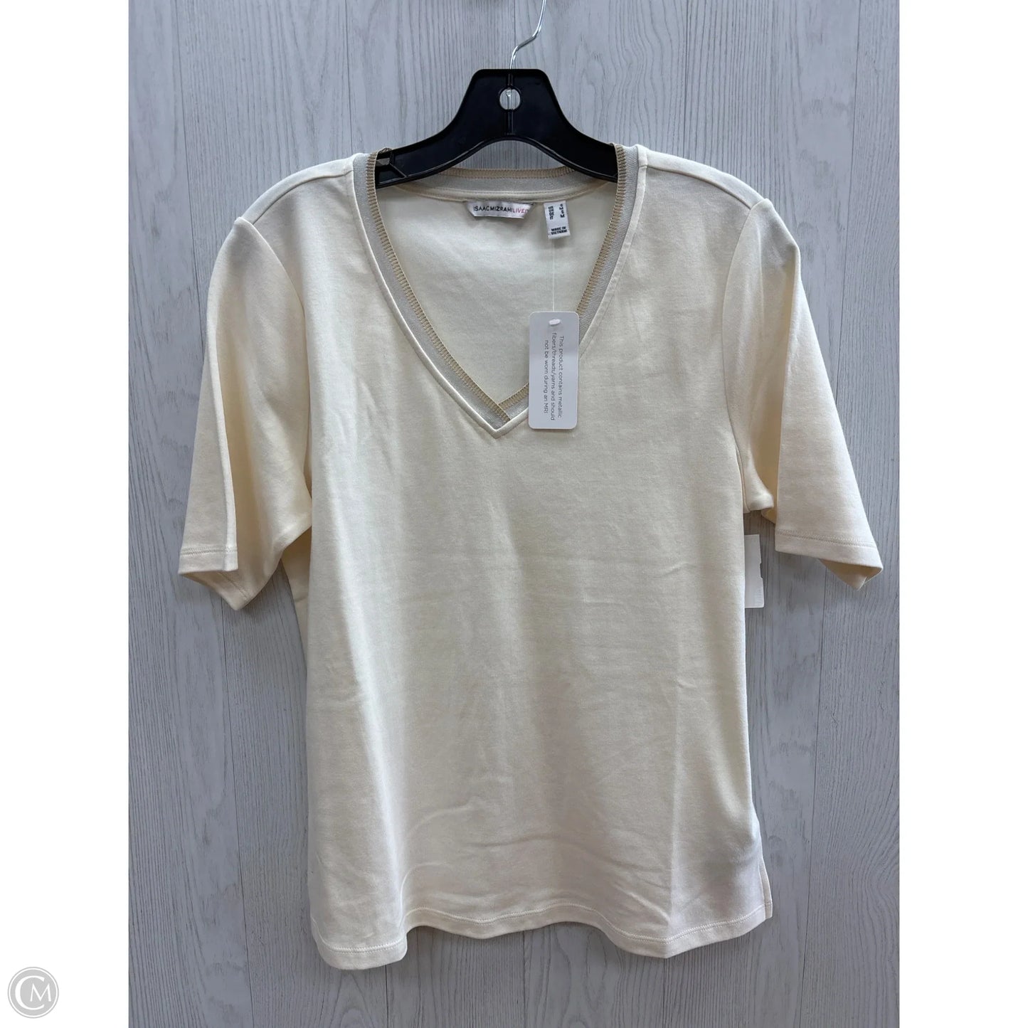 Top Short Sleeve By Isaac Mizrahi Live Qvc In Cream, Size: S