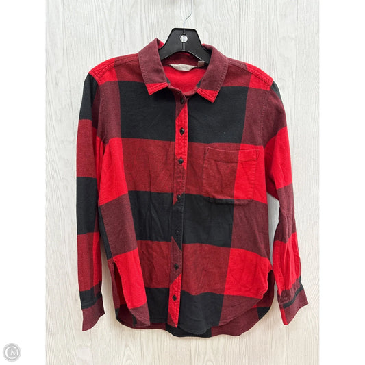 Top Long Sleeve By Athleta In Black & Red, Size: S