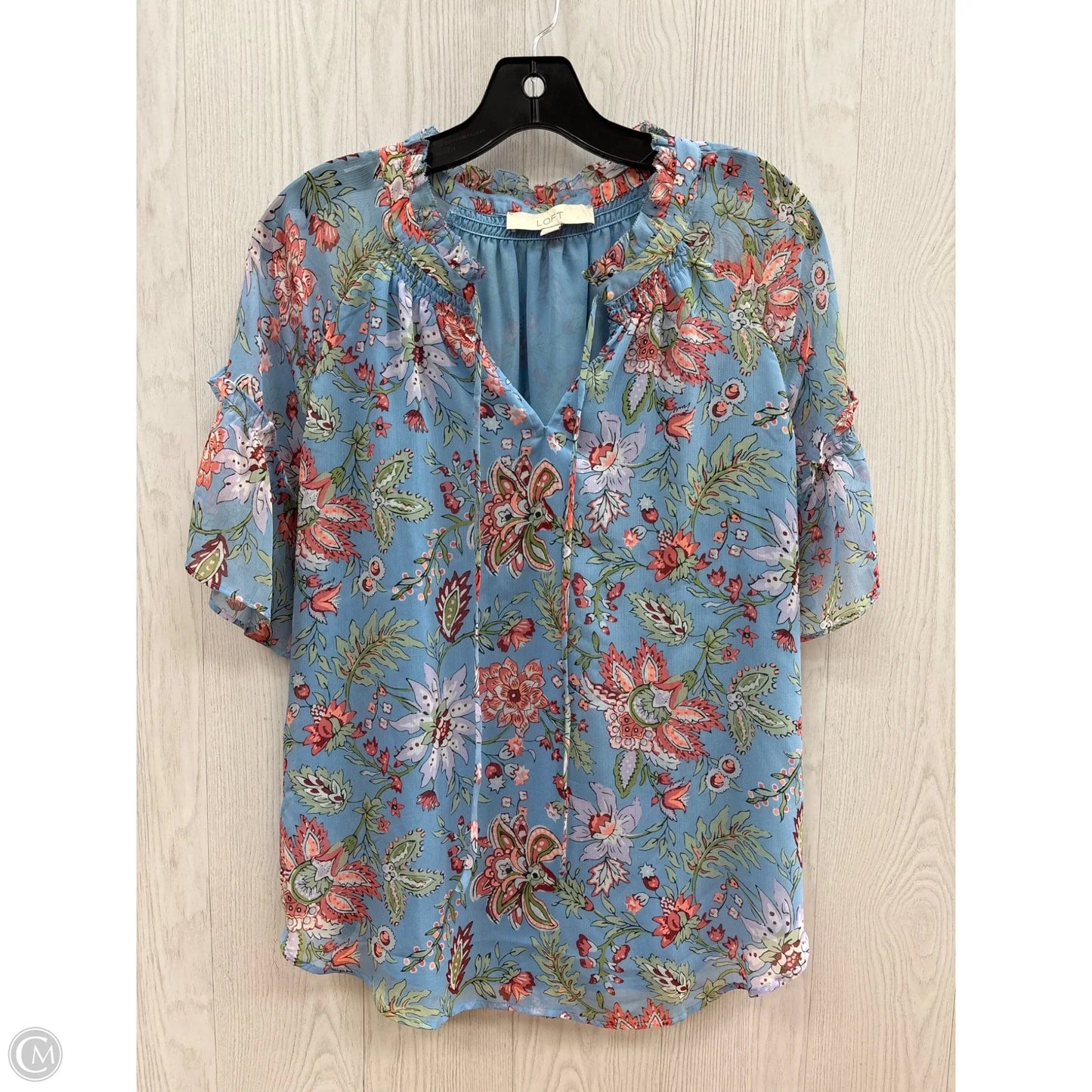 Top Short Sleeve By Loft In Blue, Size: S