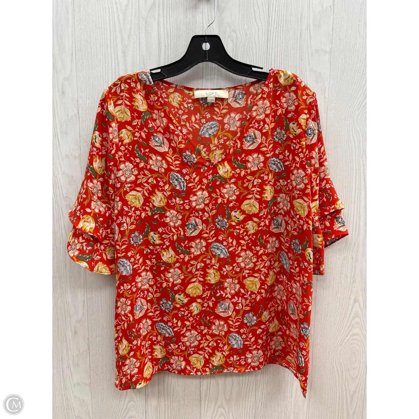 Top Short Sleeve By Loft In Orange, Size: Medium