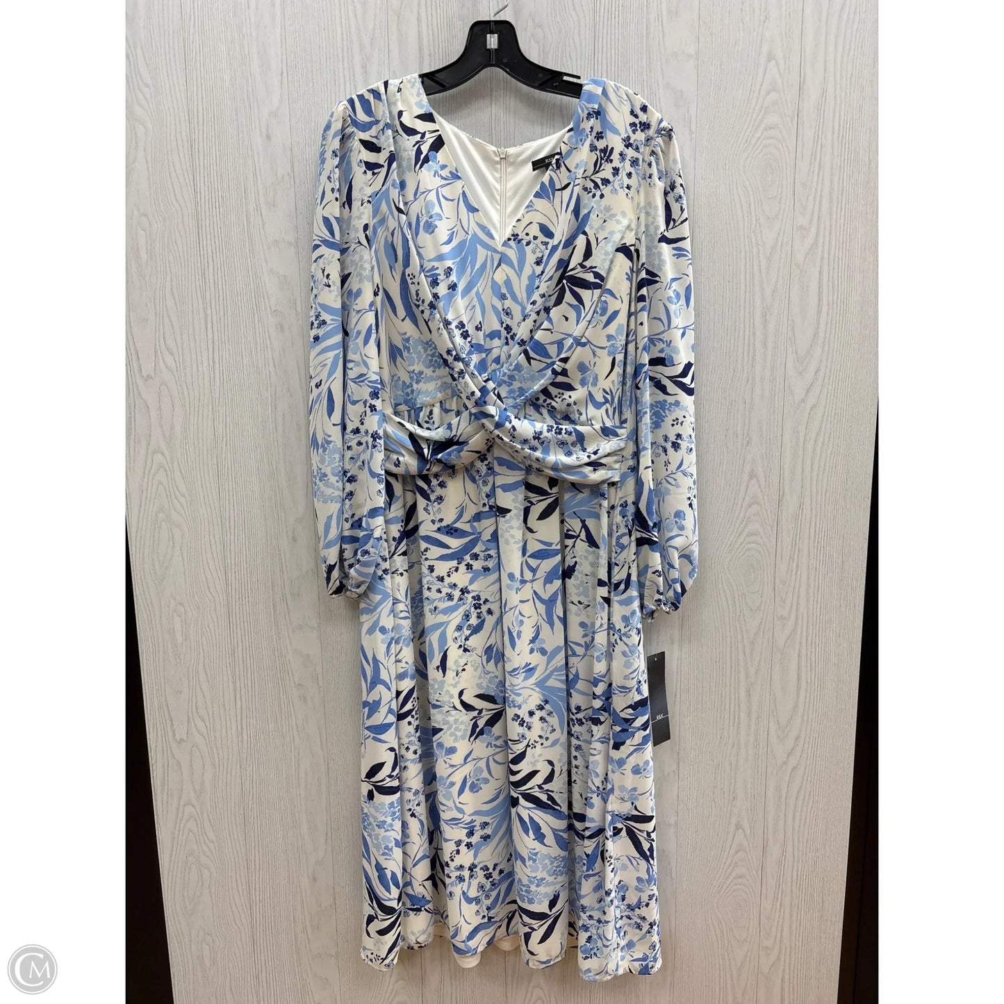 Dress Casual Midi By R And K Originals In Blue & White, Size: 14