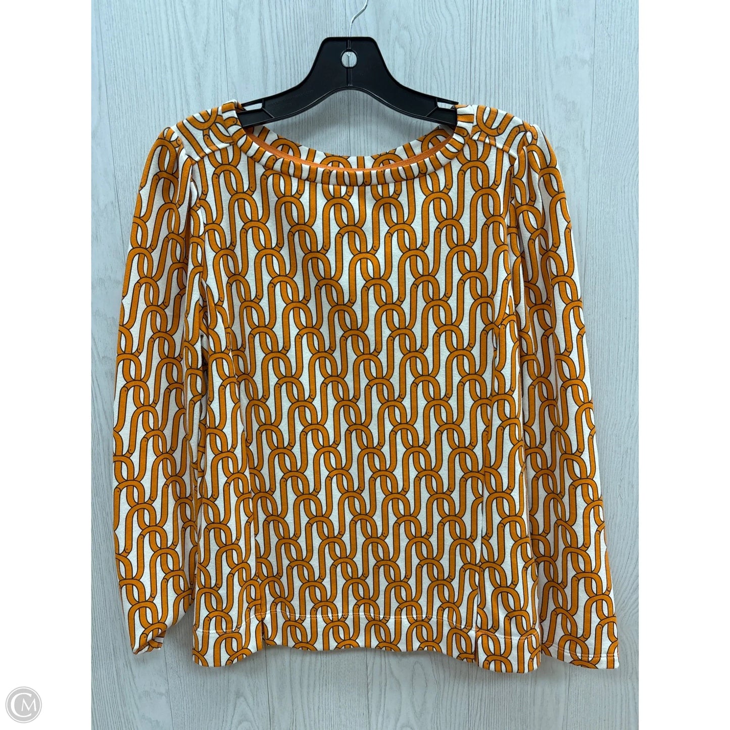 Top Long Sleeve By Liz Claiborne In Orange & White, Size: S