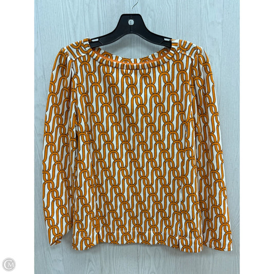 Top Long Sleeve By Liz Claiborne In Orange & White, Size: S