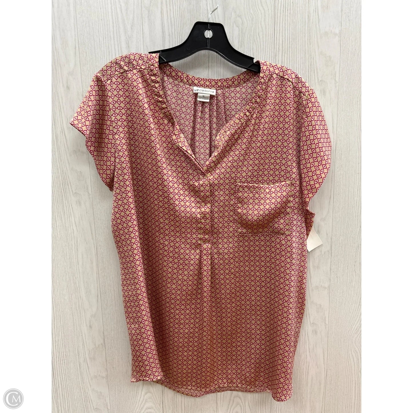 Top Short Sleeve By Liz Claiborne In Pink & Tan, Size: Xl