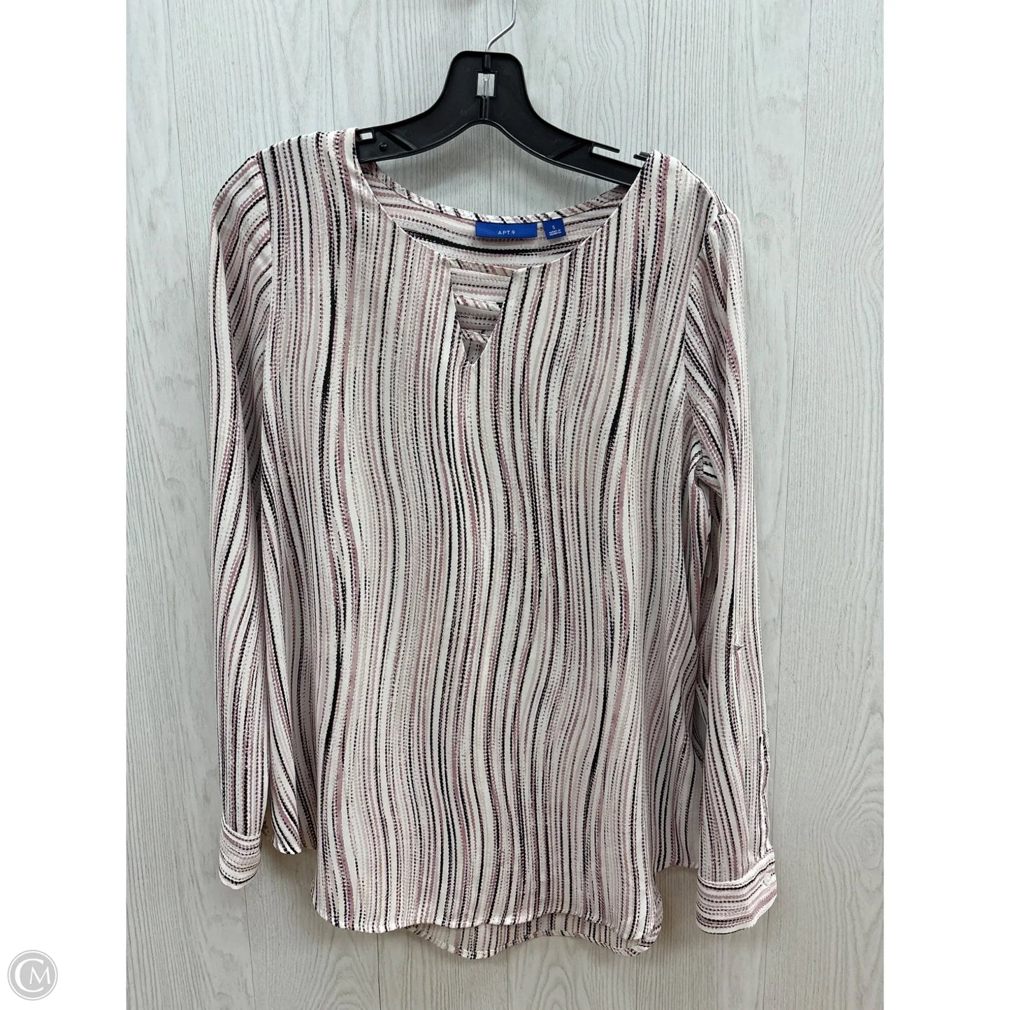 Top Long Sleeve By Apt 9 In Pink & White, Size: S