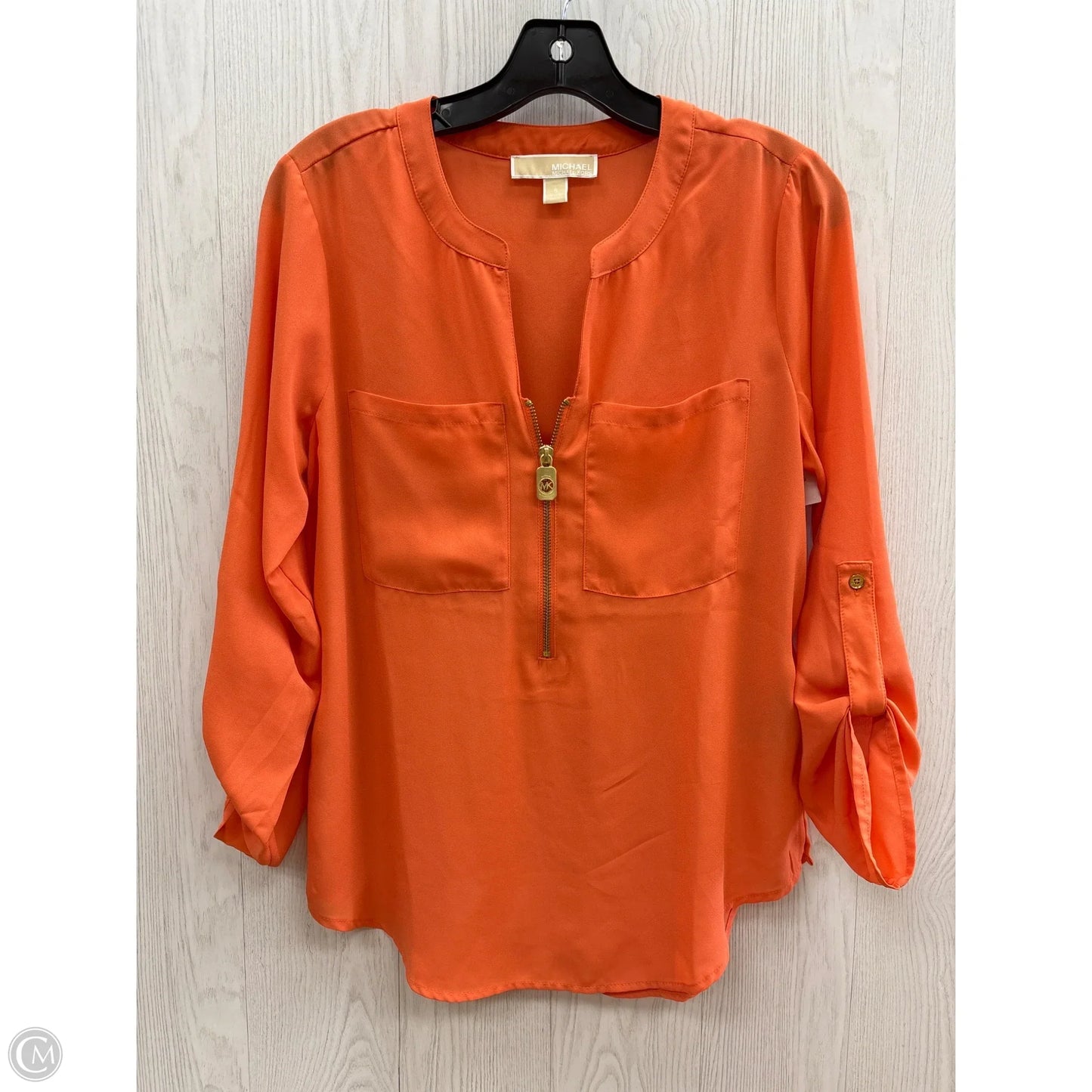 Top Long Sleeve Designer By Michael Kors In Orange, Size: S