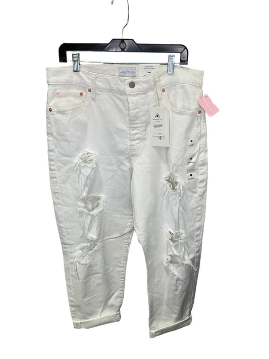 Jeans Cropped By Lucky Brand In White Denim, Size: 14