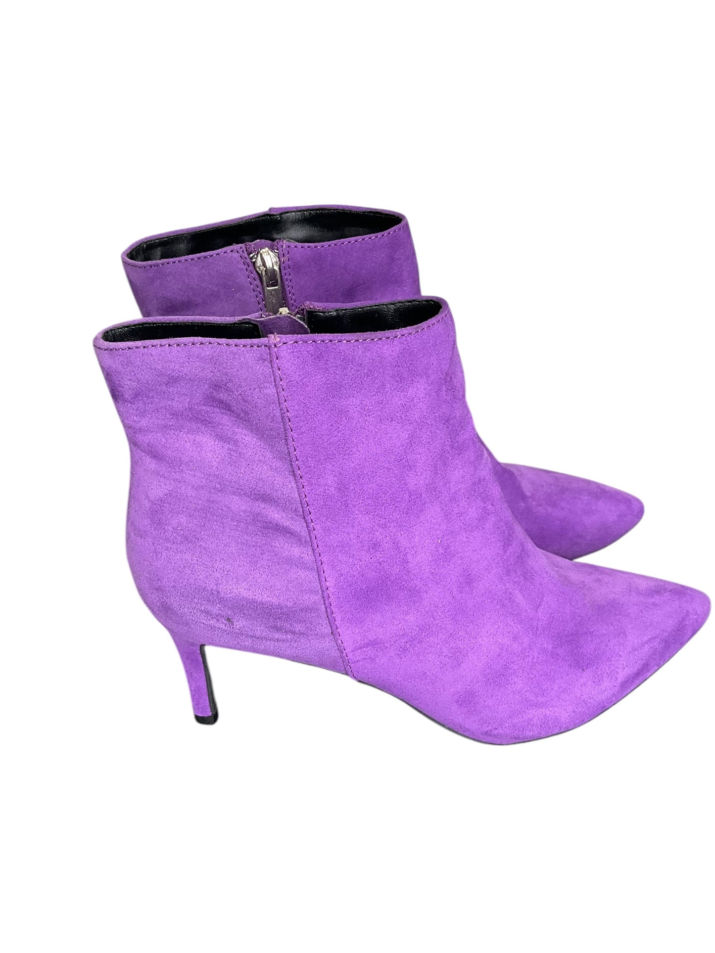 Boots Ankle Heels By Bamboo In Purple, Size: 10