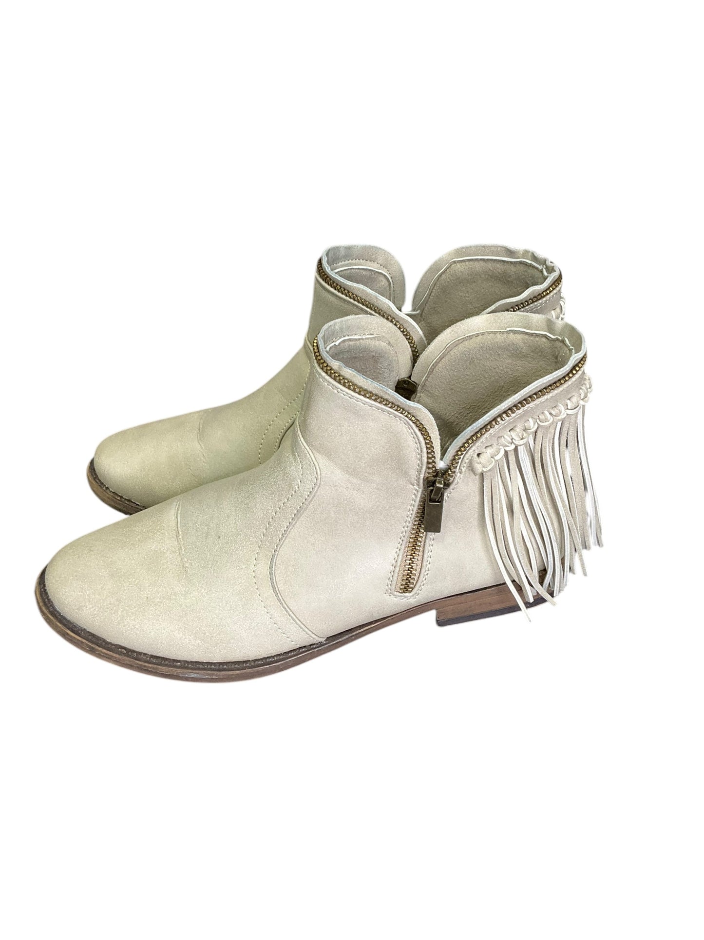 Boots Ankle Heels By Bamboo In Grey, Size: 10