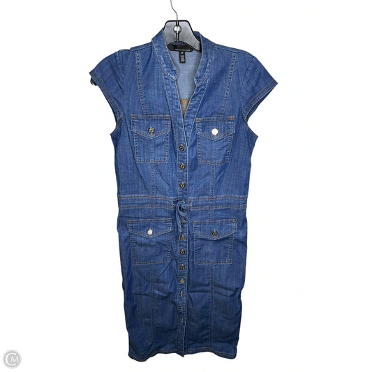 Dress Casual Midi By White House Black Market In Blue Denim, Size: Xs
