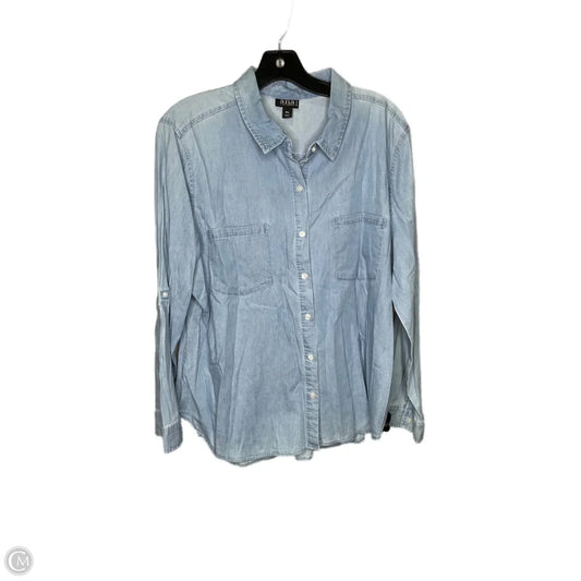 Top Long Sleeve By Ana In Blue Denim, Size: Xlp