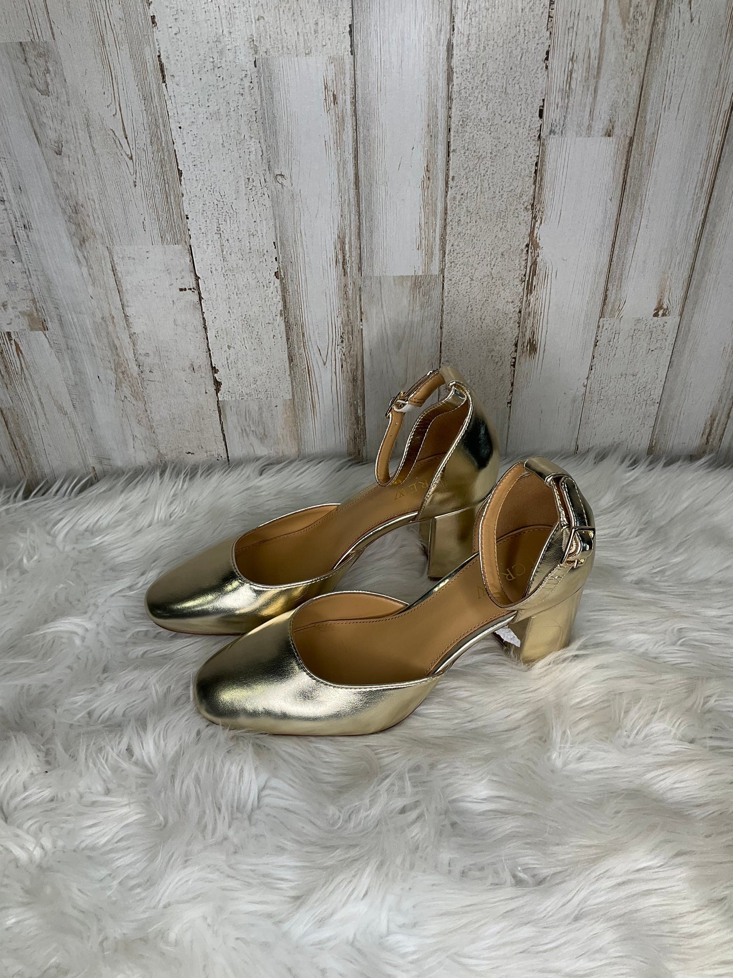 Gold Shoes Heels Block J. Crew, Size 6.5