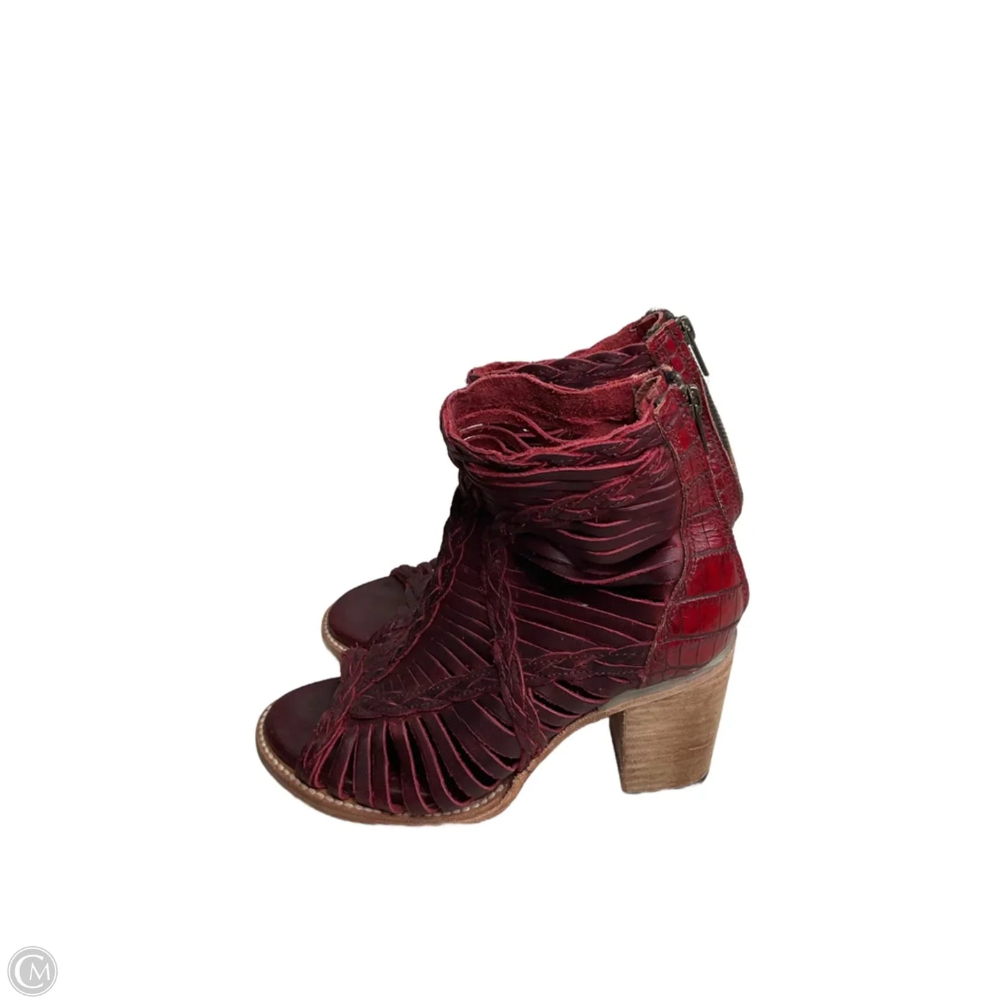 Sandals Heels Block By Freebird In Red, Size: 7