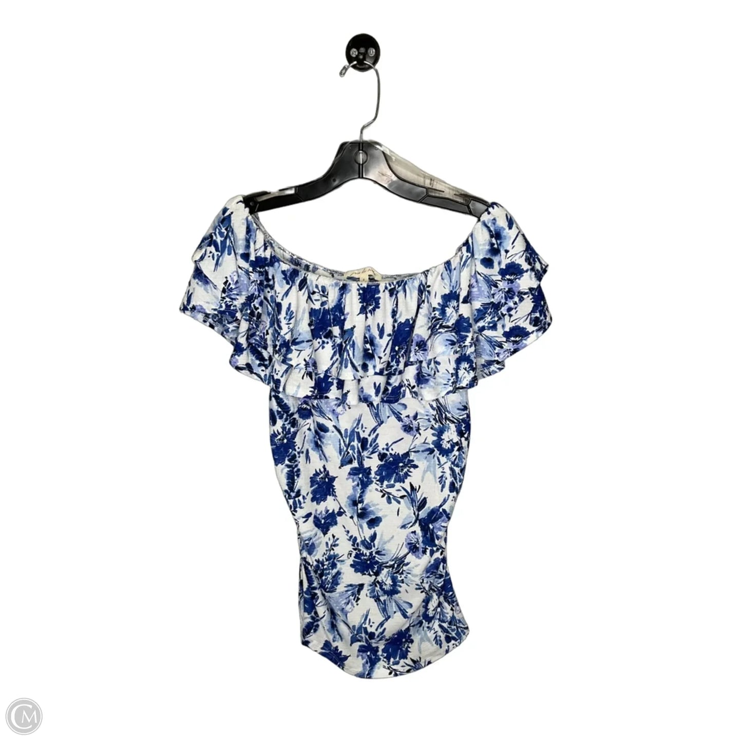 Top Short Sleeve By Clothes Mentor In Blue & White, Size: S