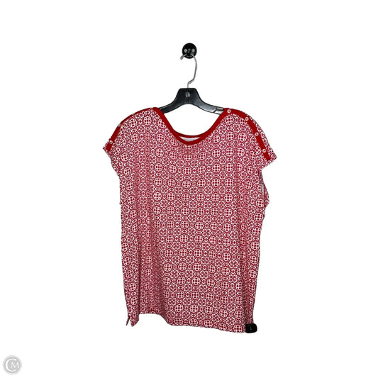 Top Short Sleeve By Liz Claiborne In Red & White, Size: Xxl