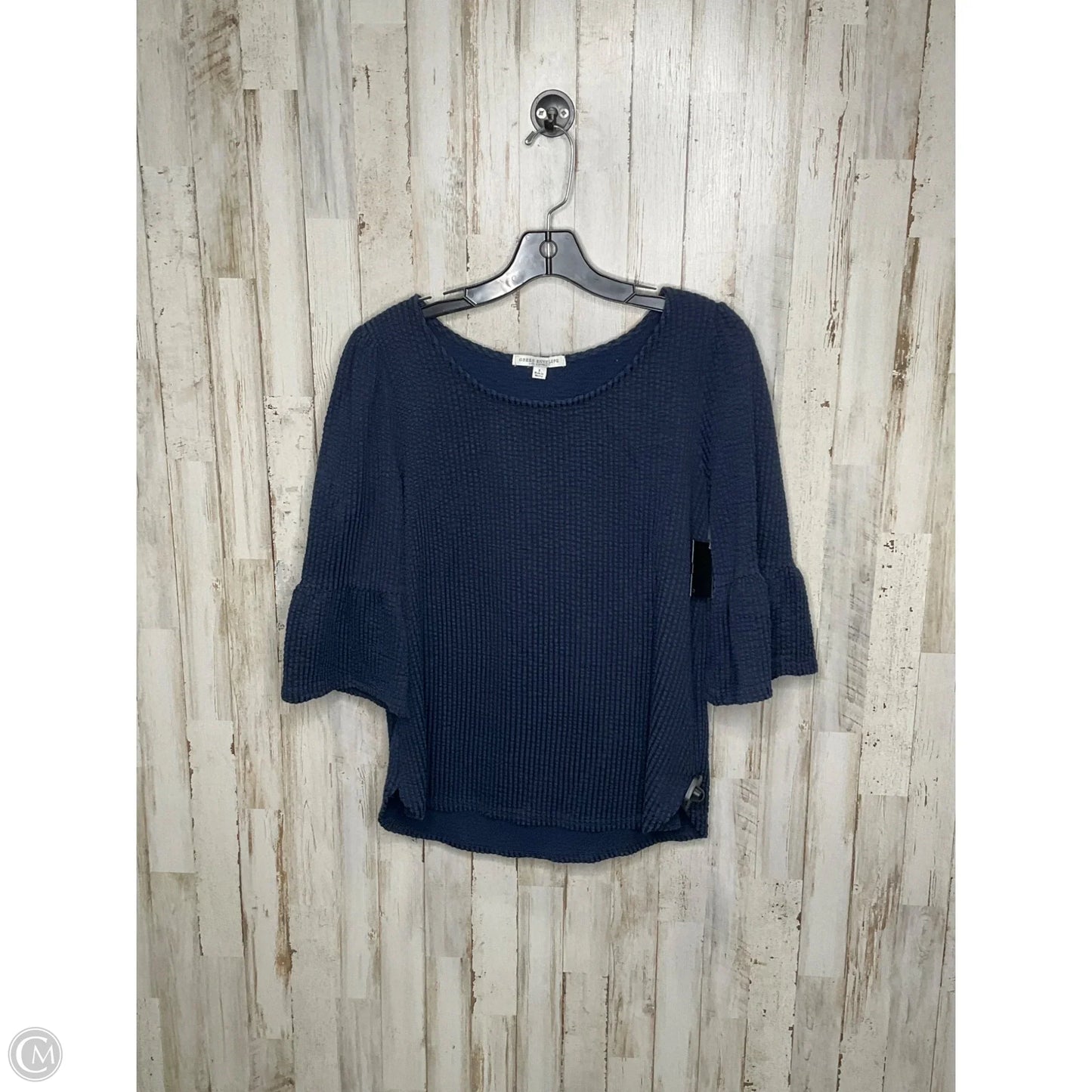 Top Short Sleeve By Green Envelope In Navy, Size: L
