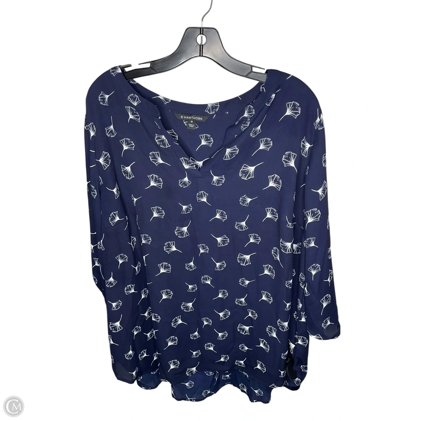 Blouse Long Sleeve By 41 Hawthorn In Navy, Size: 3x