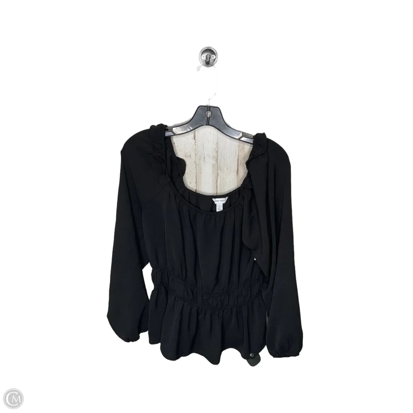 Blouse Long Sleeve By Nine West In Black, Size: L