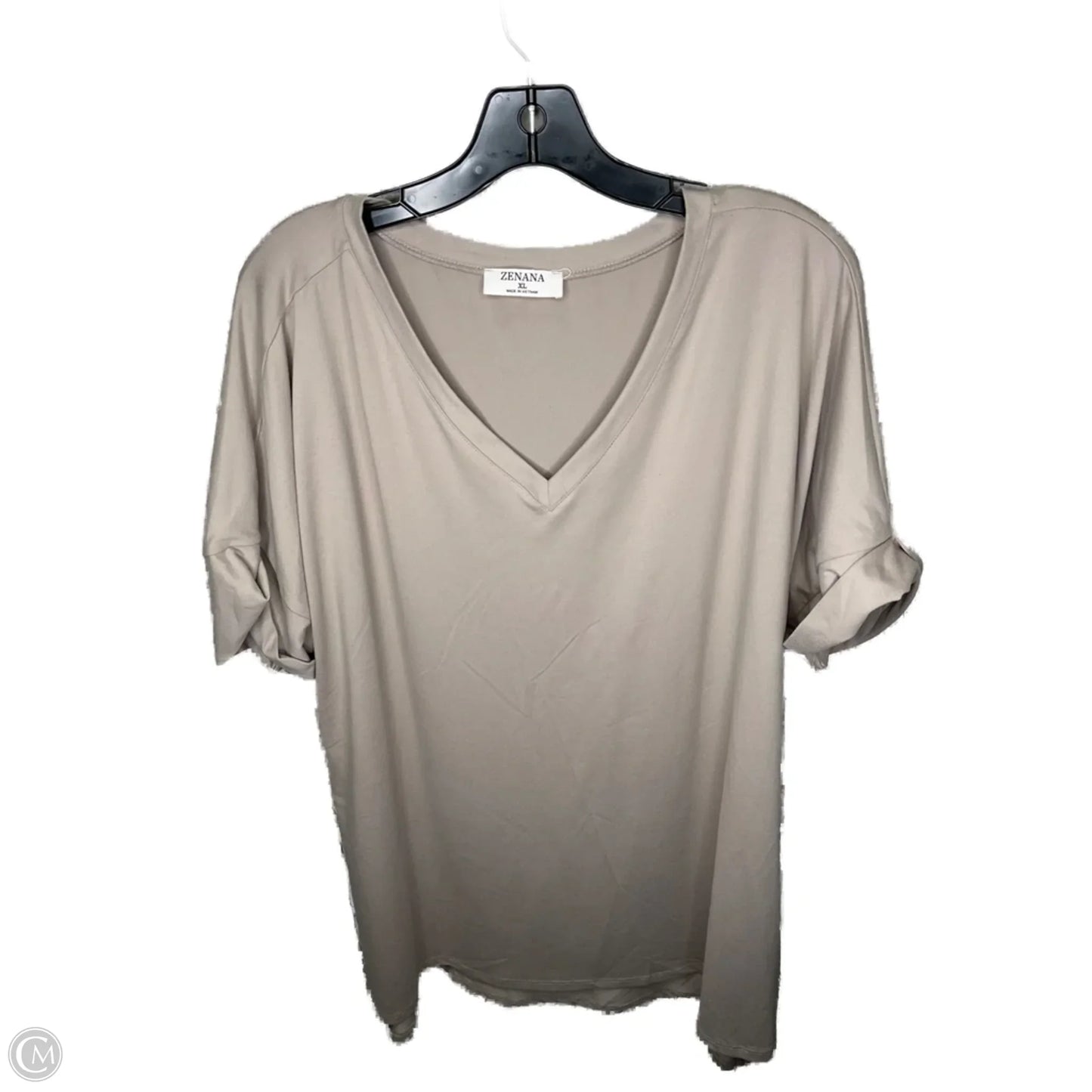 Top Short Sleeve By Zenana Outfitters In Cream, Size: Xl