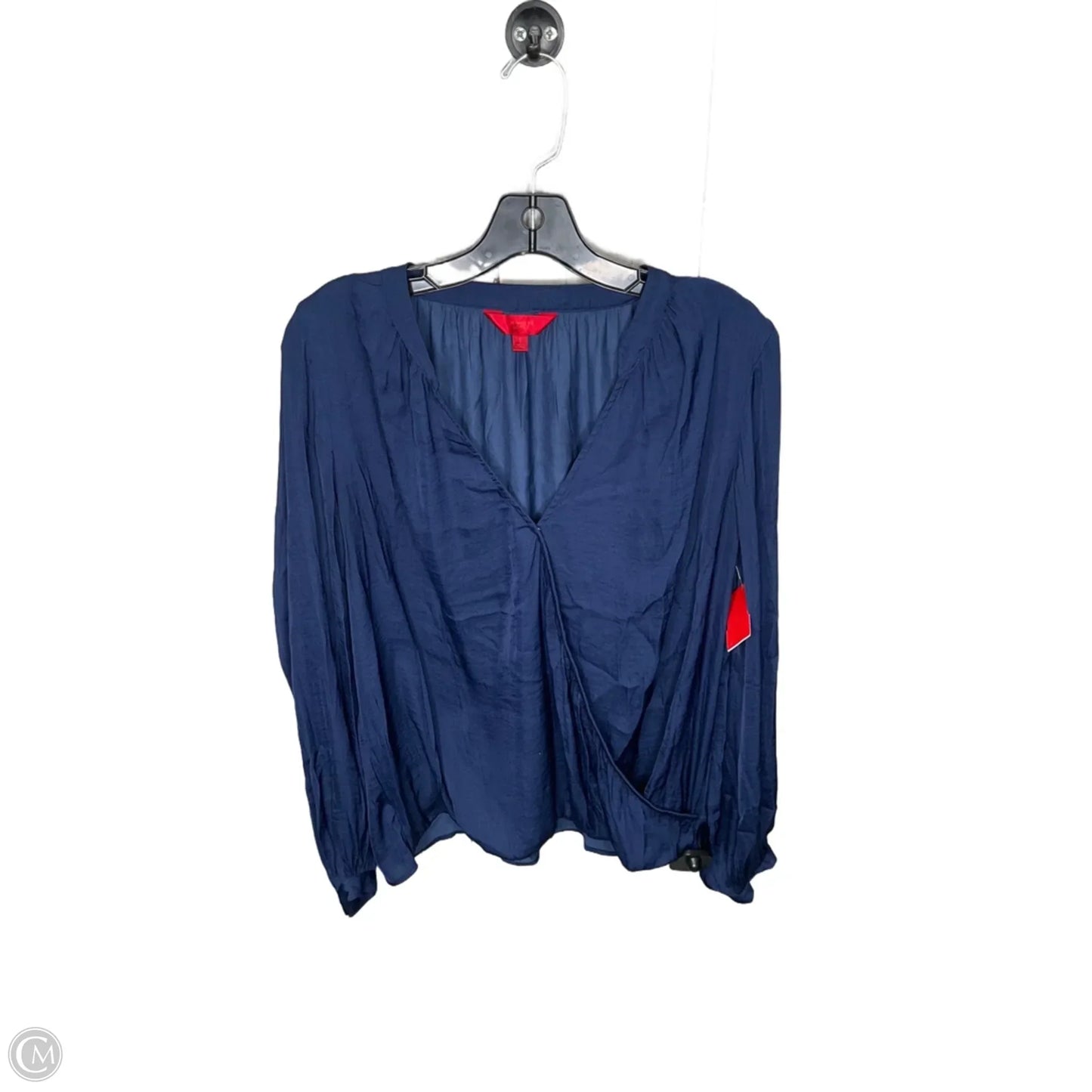 Blouse Long Sleeve By Jennifer Lopez In Navy, Size: L