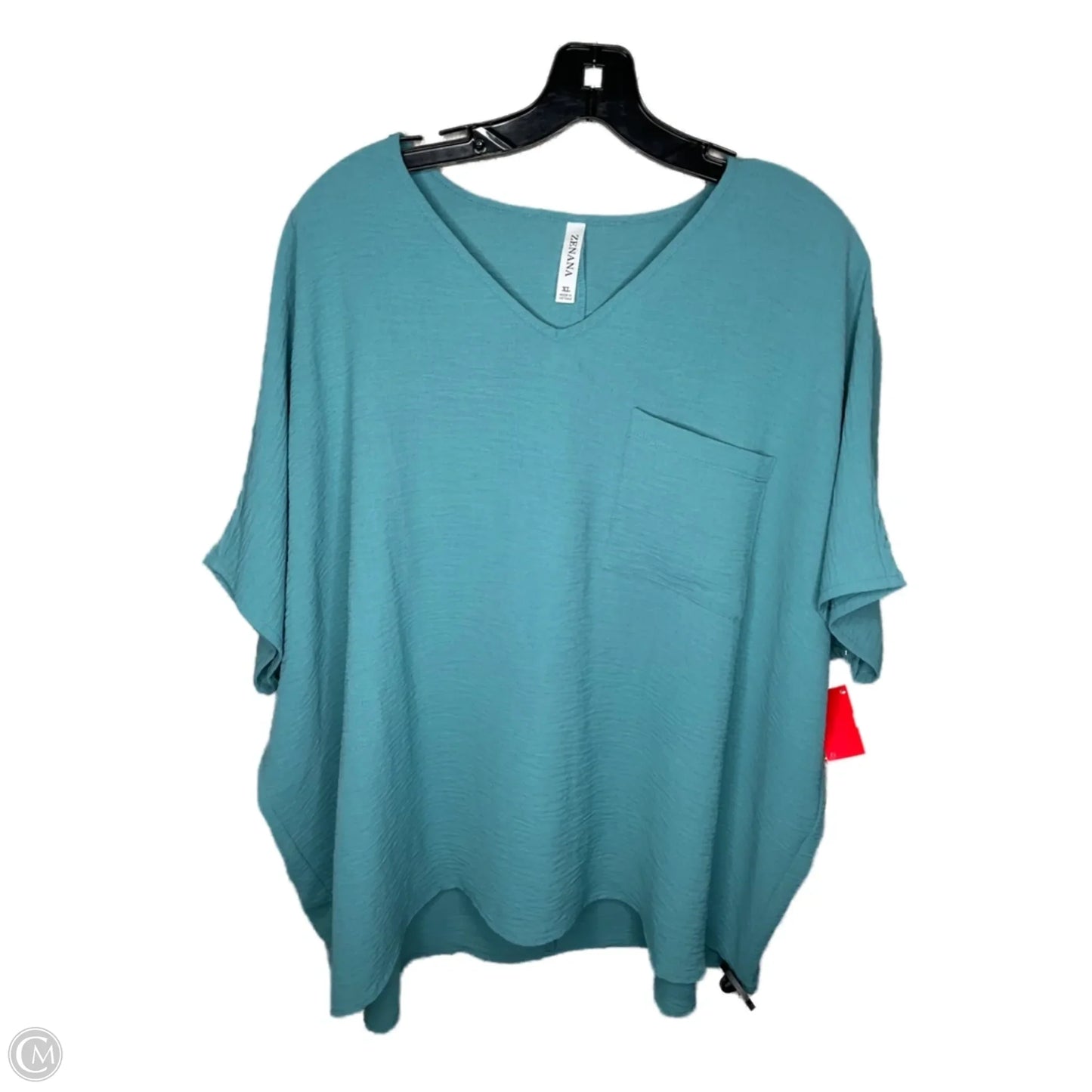 Top Short Sleeve By Zenana Outfitters In Aqua, Size: Xl