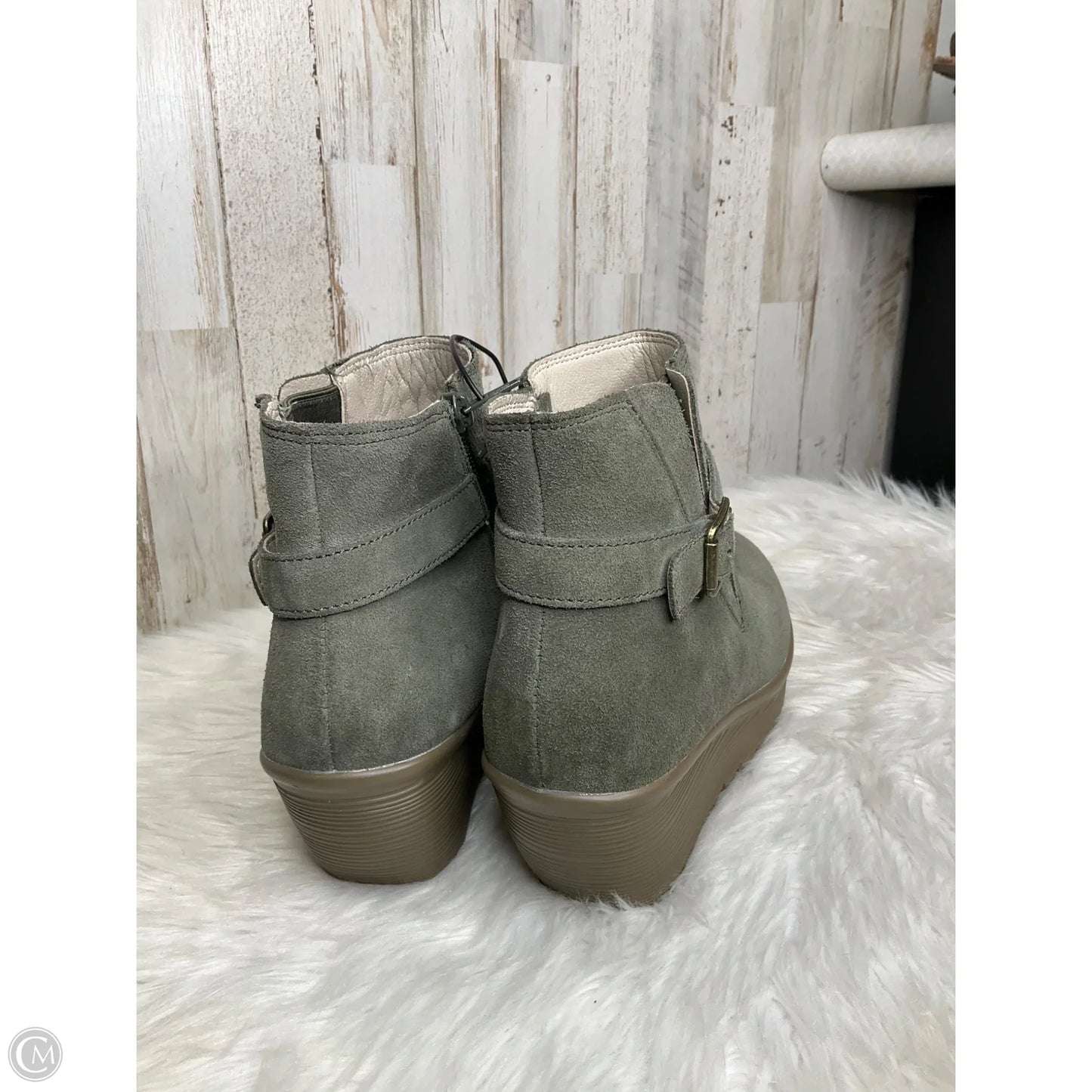 Boots Ankle Heels By Skechers In Grey, Size: 8