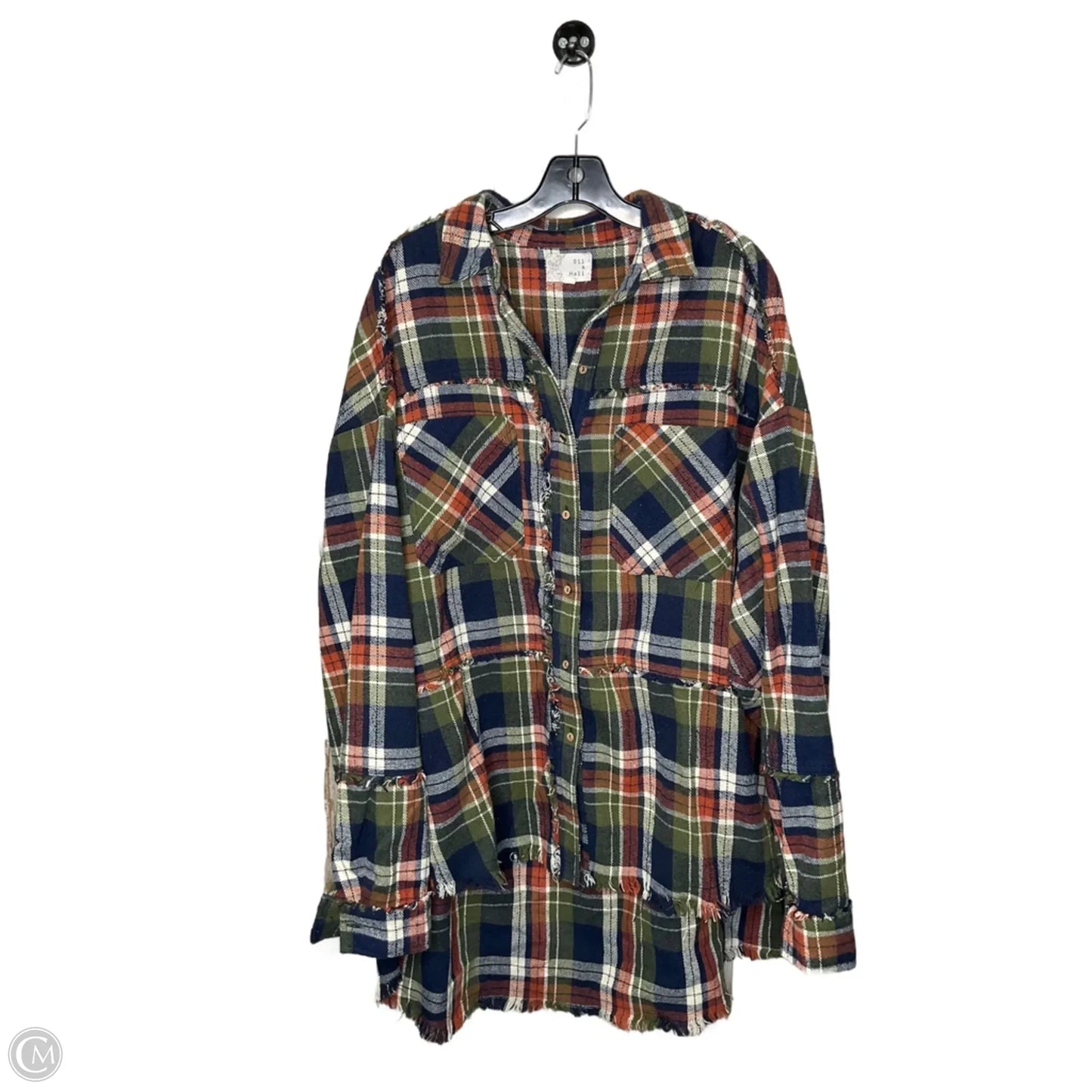 Top Long Sleeve By Oli & Hali In Plaid Pattern, Size: L