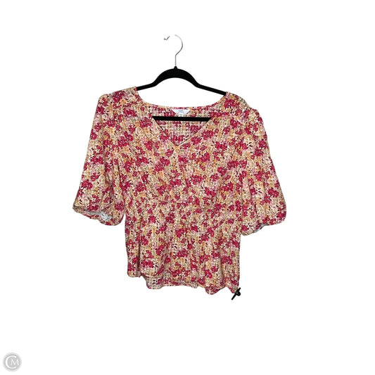 Top Short Sleeve By Time And Tru In Floral Print, Size: 3x