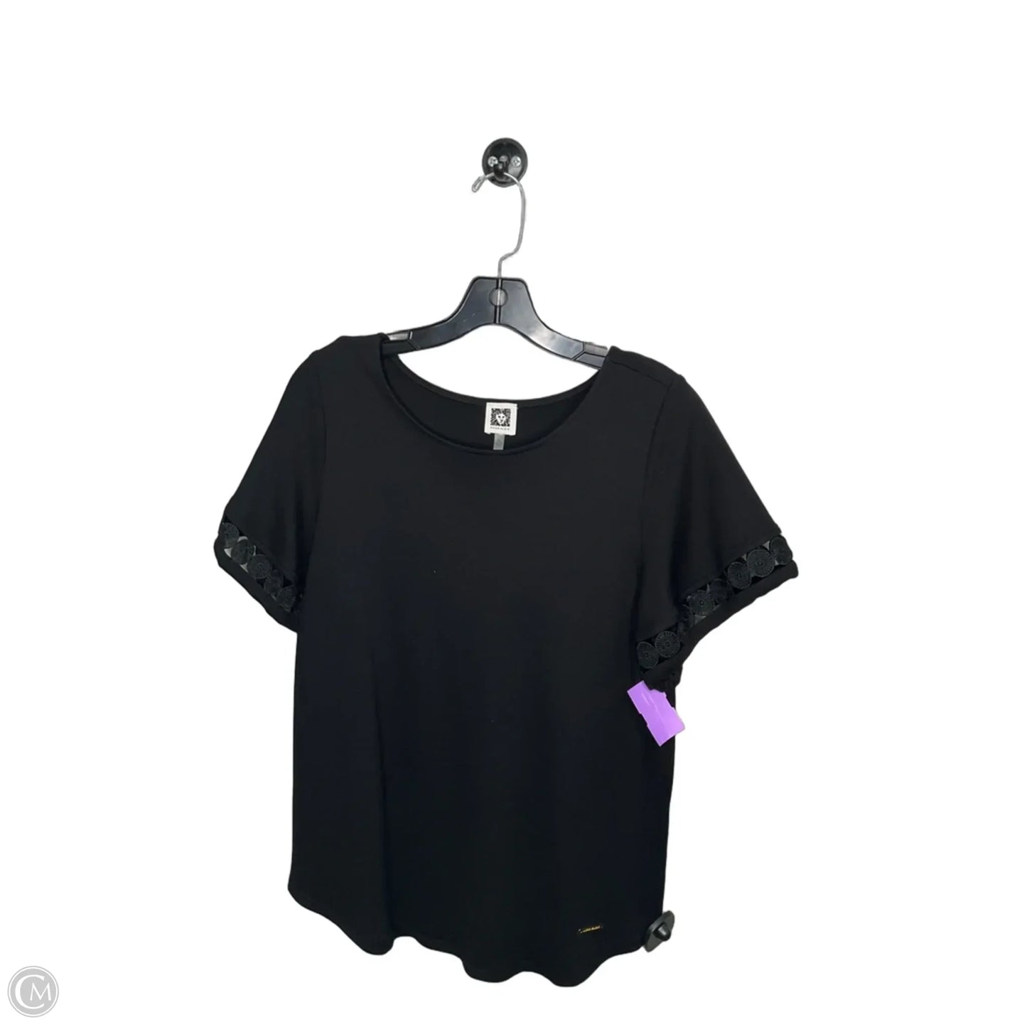 Top Short Sleeve By Anne Klein In Black, Size: M
