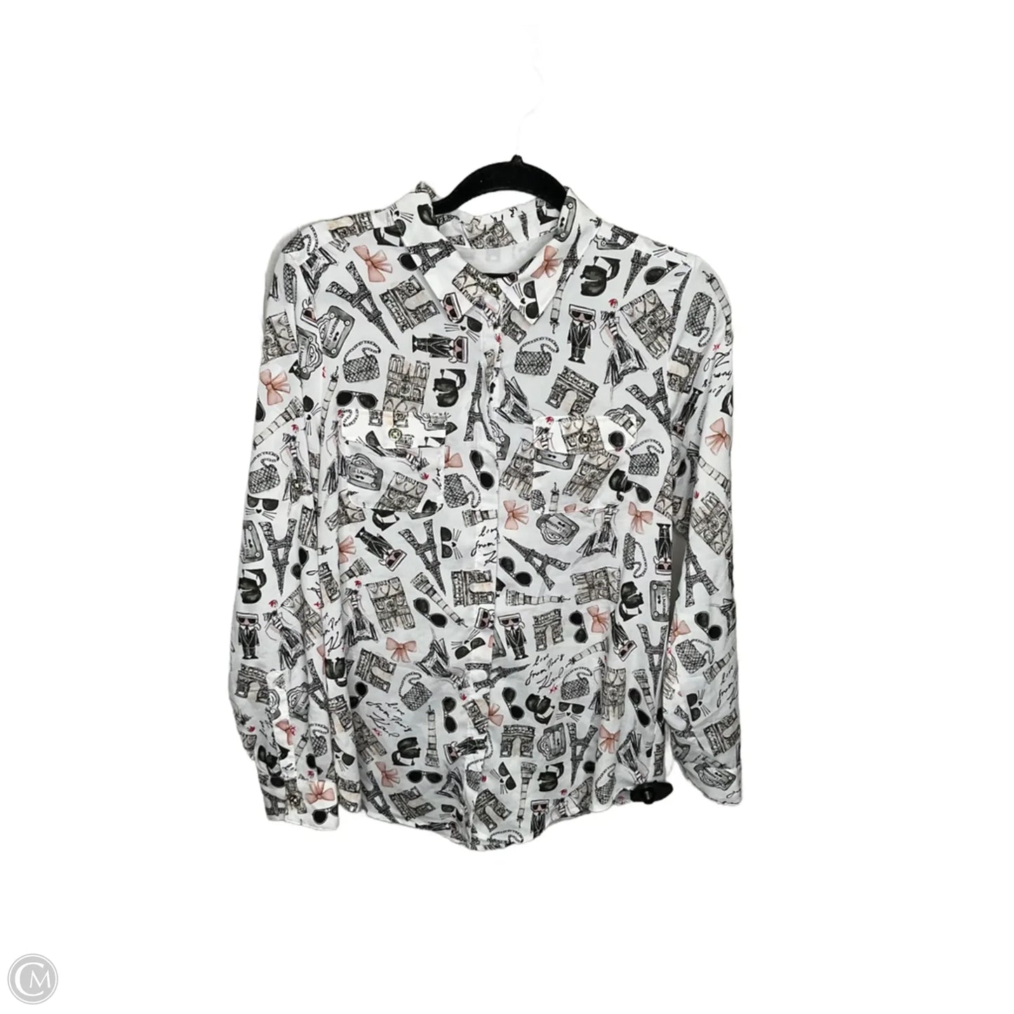 Top Long Sleeve Designer By Karl Lagerfeld In White, Size: M