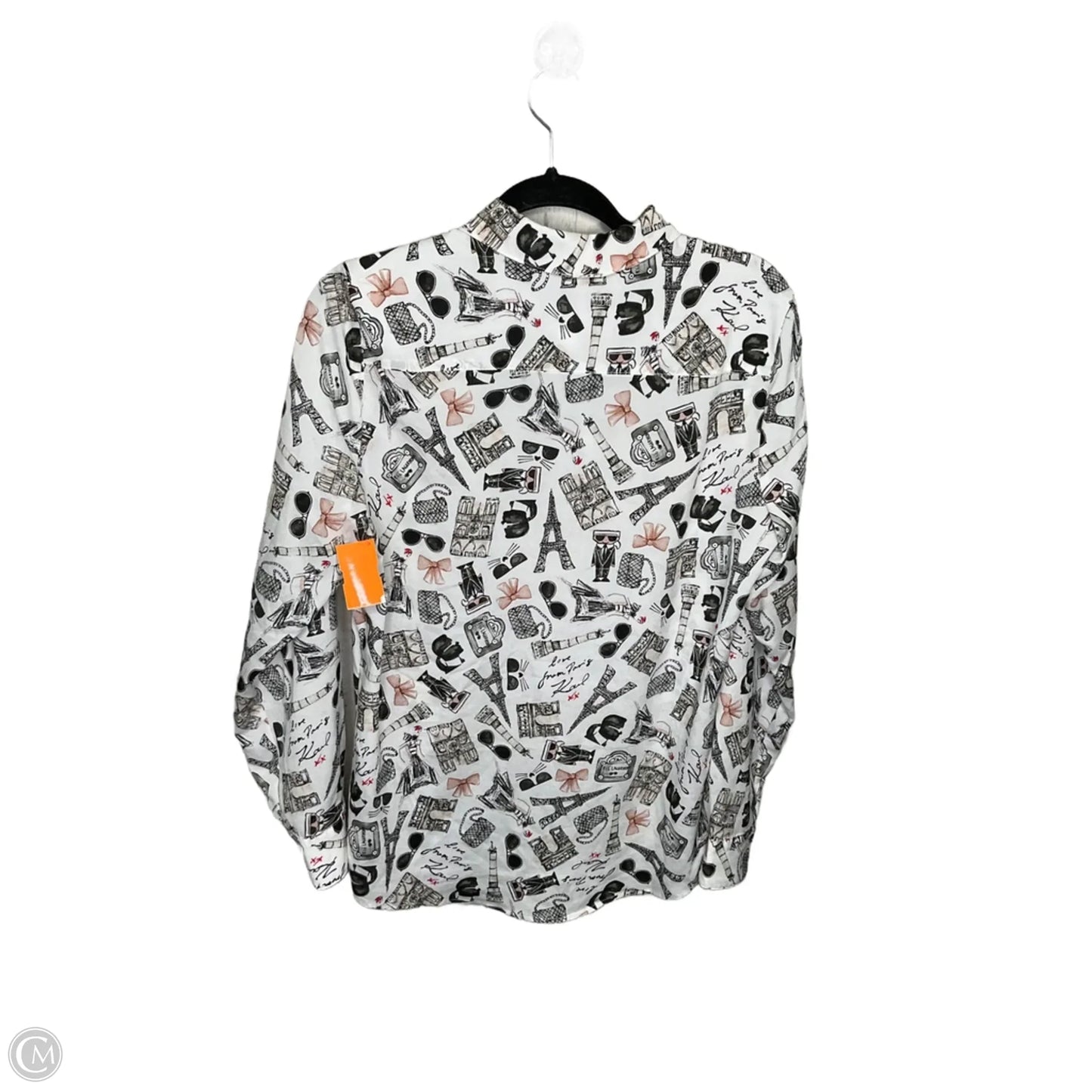 Top Long Sleeve Designer By Karl Lagerfeld In White, Size: M