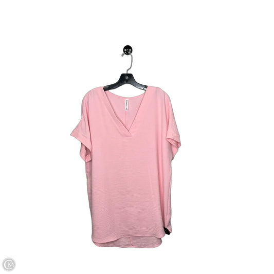 Top Short Sleeve By Zenana In Pink, Size: Xl