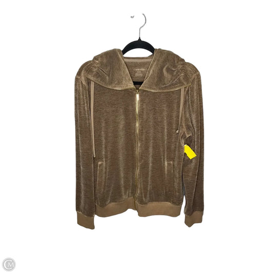 Sweatshirt Hoodie By Calvin Klein In Gold, Size: M