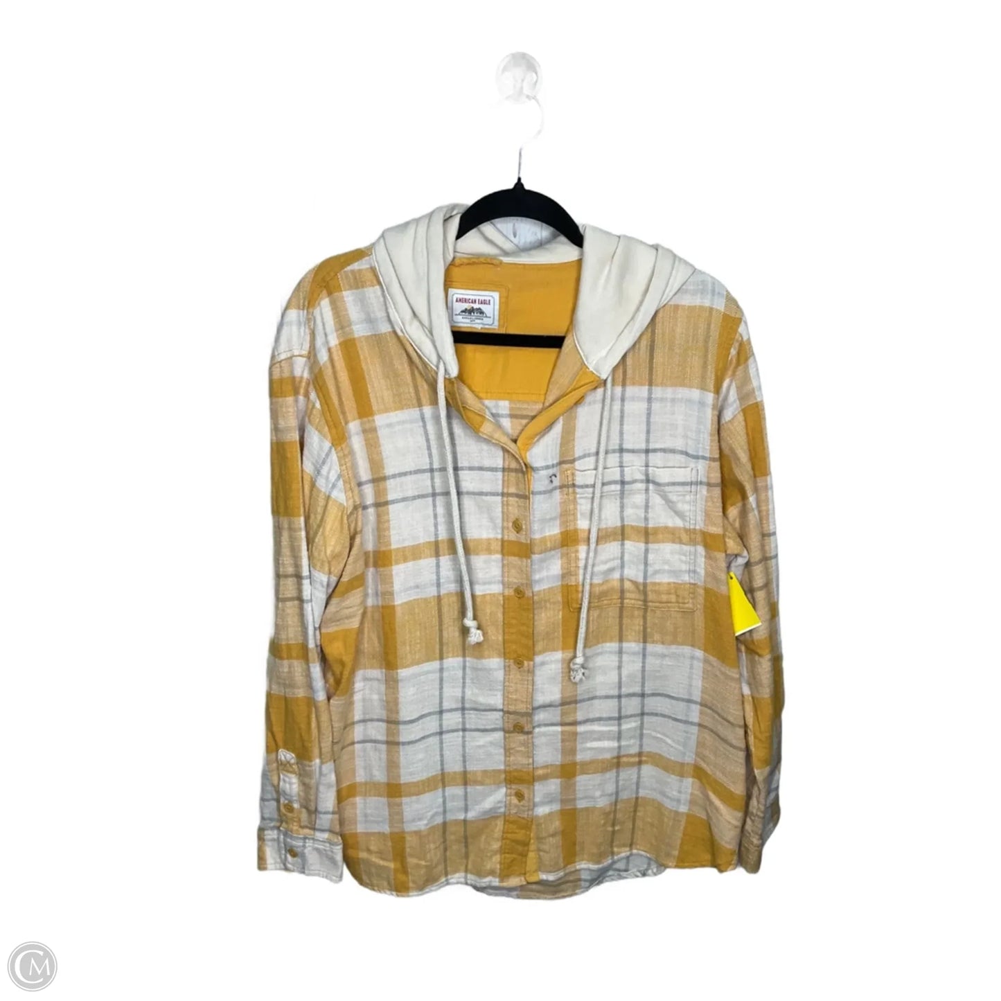 Top Long Sleeve By American Eagle In Plaid Pattern, Size: L