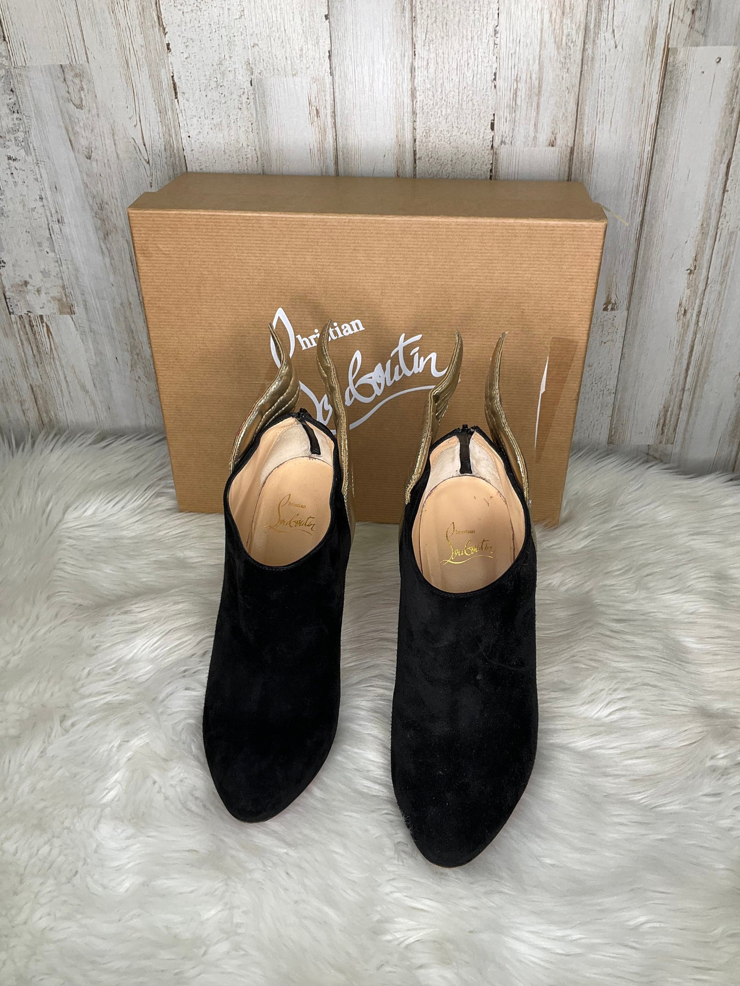 Black Boots Ankle Heels Christian Louboutin, Size 7