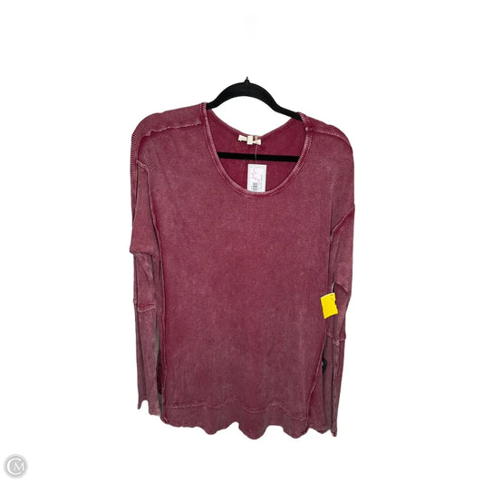 Top Long Sleeve By Easel In Maroon, Size: M