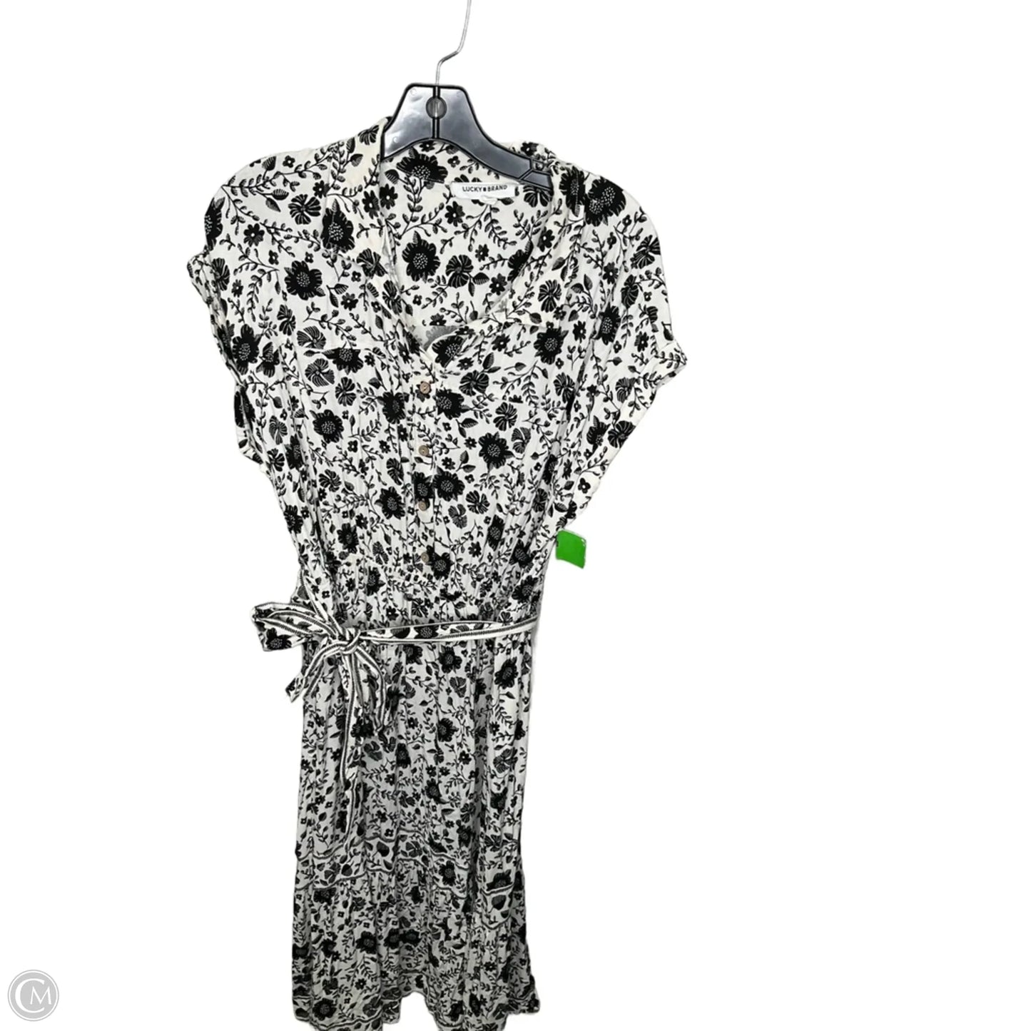 Dress Casual Midi By Lucky Brand In Black & Cream, Size: L