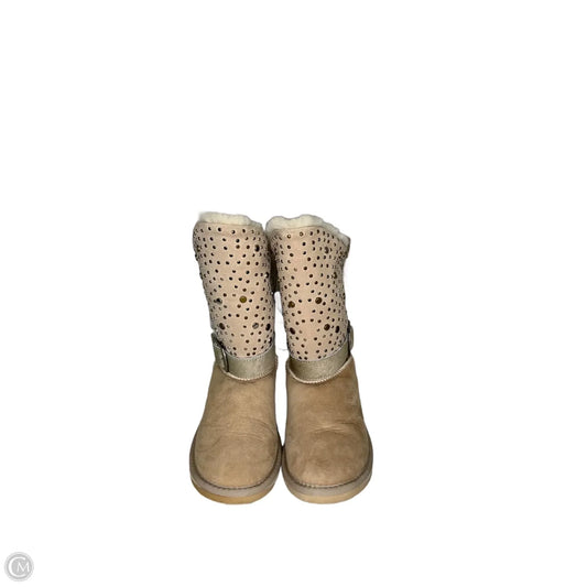 Boots Mid-calf Flats By Clothes Mentor In Beige, Size: 8