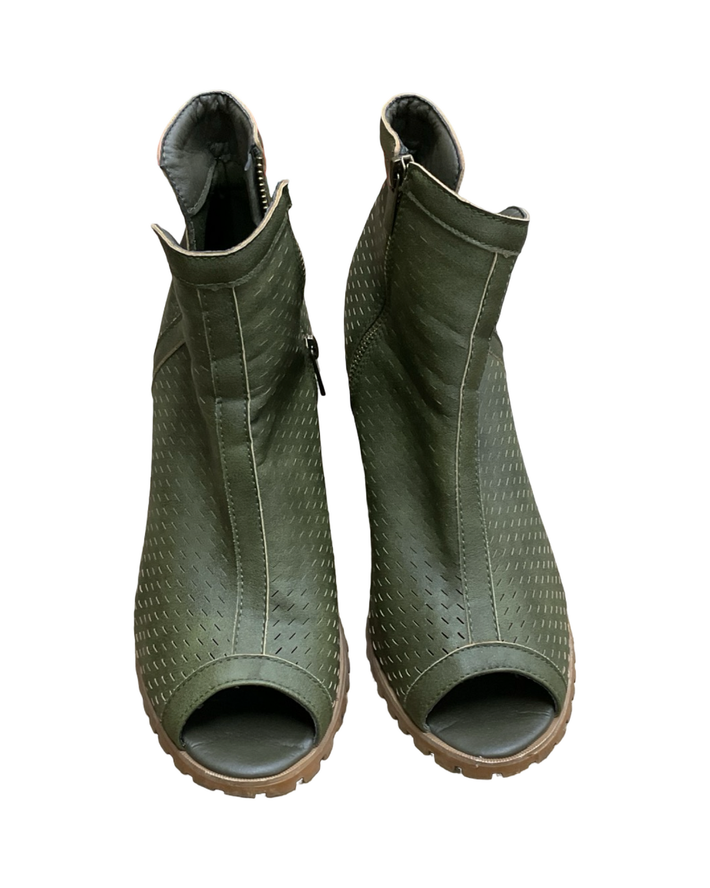 Sandals Heels Block By Seven 7 In Green, Size:11