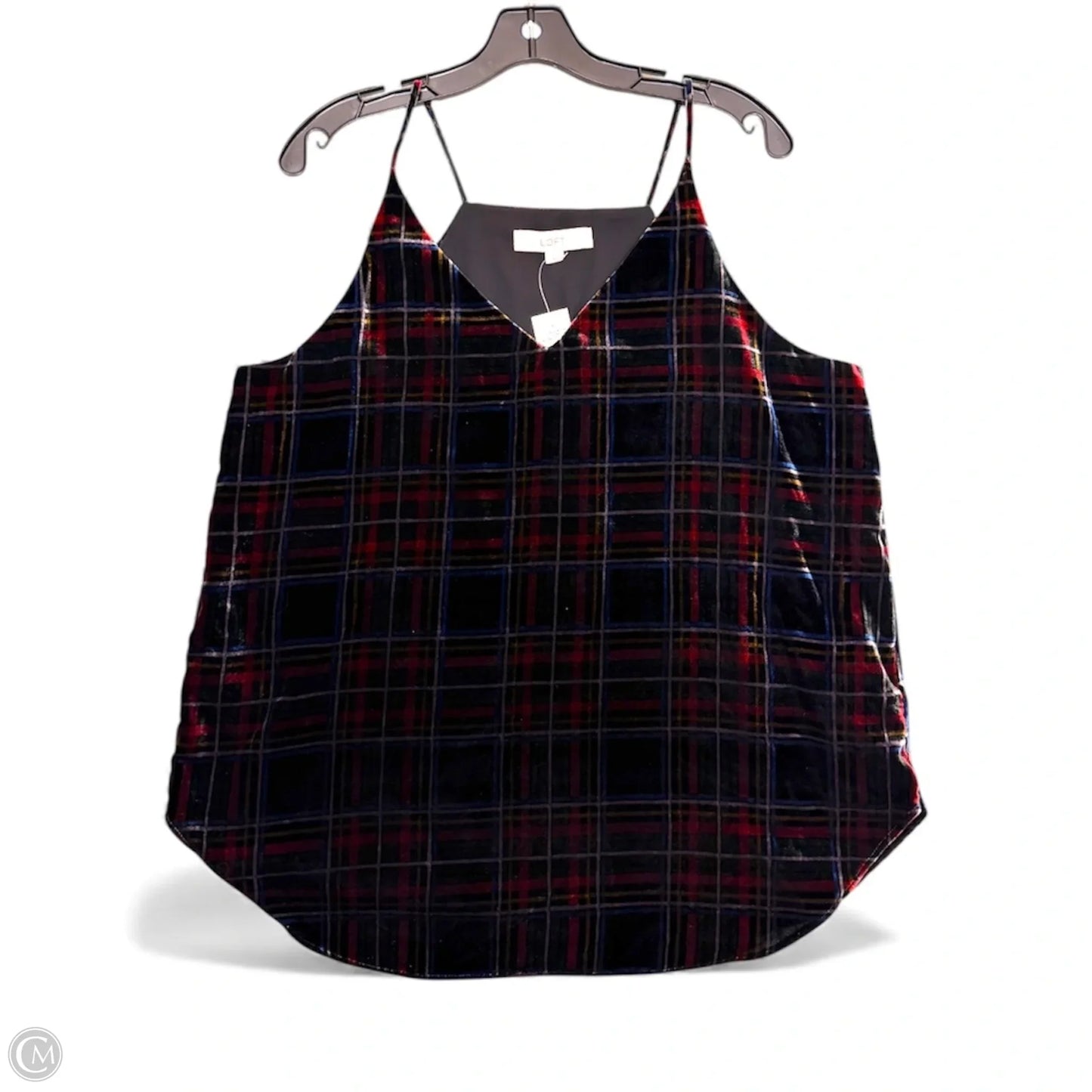 Top Sleeveless By Loft In Plaid Pattern, Size: L