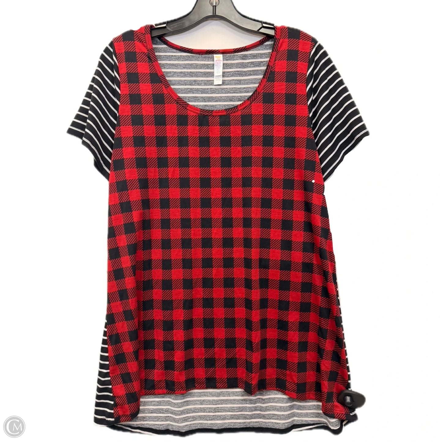 Top Short Sleeve By Lularoe In Black & Red, Size: L
