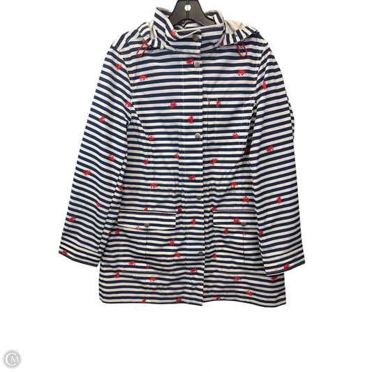 Coat Raincoat By Talbots In Blue & White, Size: M