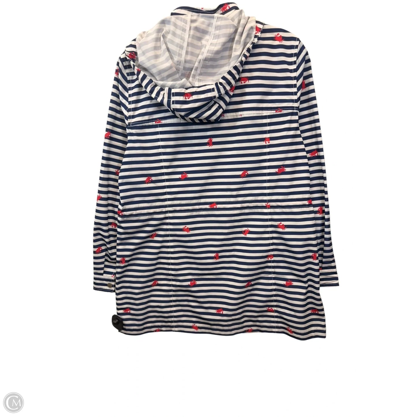 Coat Raincoat By Talbots In Blue & White, Size: M