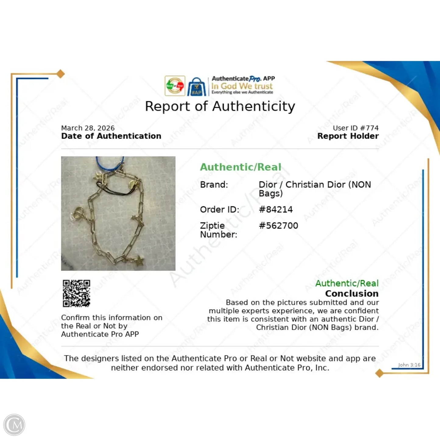 Accessory Designer Tag By Dior