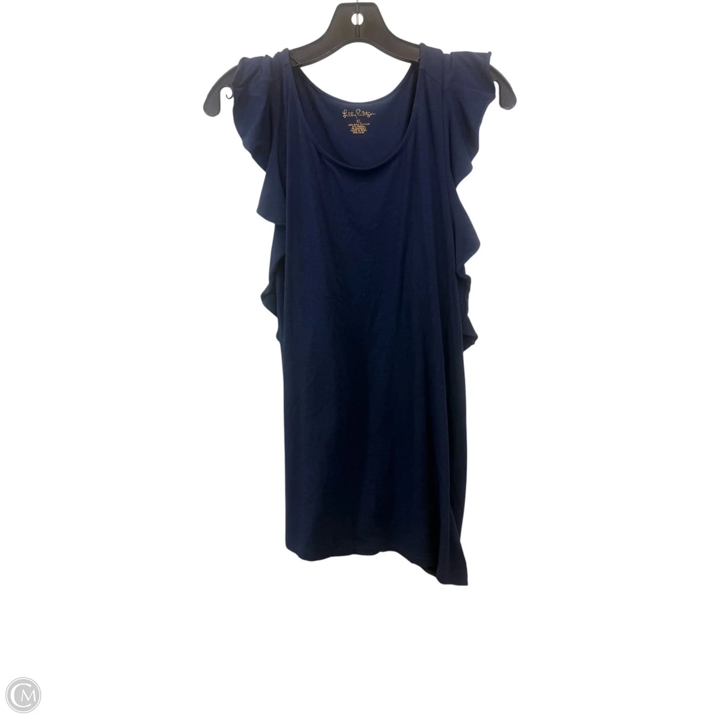 Top Short Sleeve Designer By Lilly Pulitzer In Navy, Size: Xl