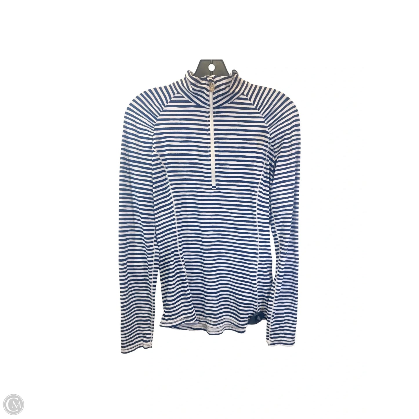 Top Long Sleeve Designer By Lilly Pulitzer In Blue & White, Size: S