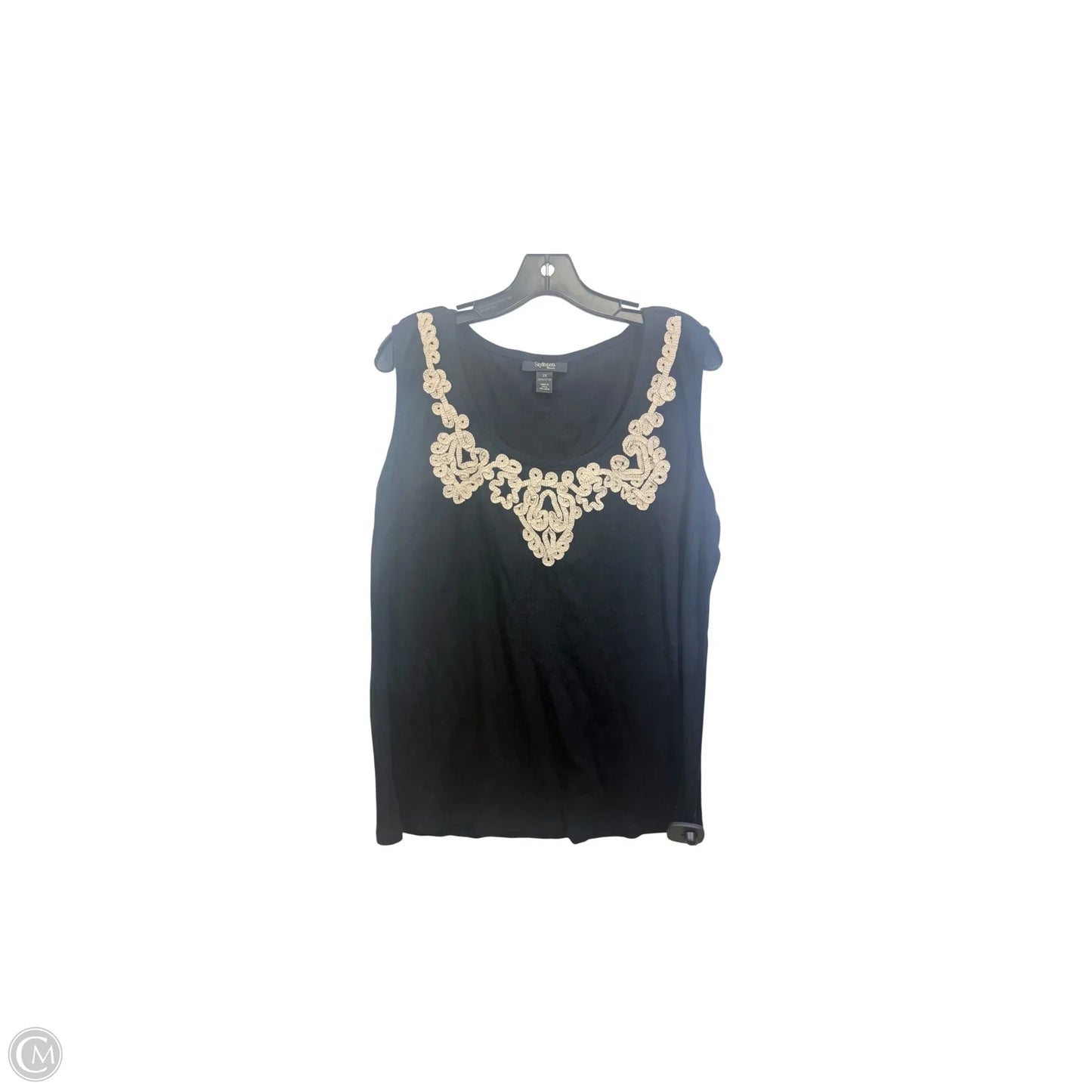 Top Sleeveless By Style And Company In Black & Gold, Size: 2x